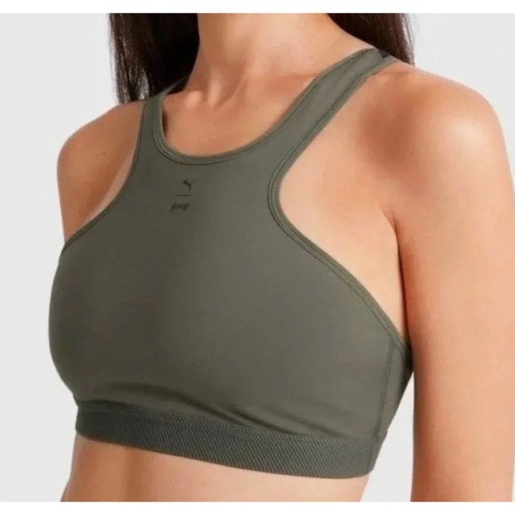 PUMA x Goop Other - Puma x Goop Sports Bra Womens M Olive Green Racerback Mesh Activewear Athleisure